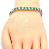 Rhodium Plated Tennis Bracelet, with Green and White Cubic Zirconia, Polished, Rhodium Finish, 03.210.0075.6.08