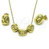 Oro Laminado Necklace and Earring, Gold Filled Style Chunky Design, Polished, Golden Finish, 10.156.0500