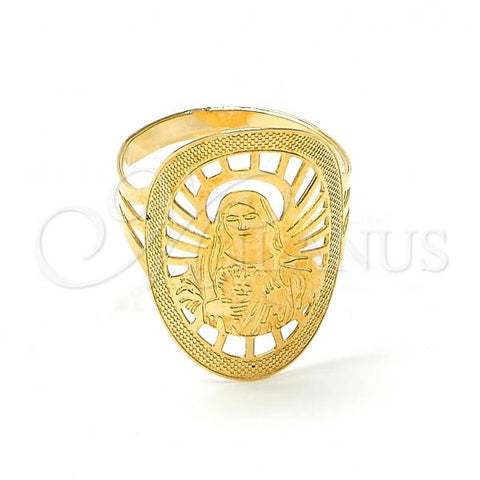 Oro Laminado Elegant Ring, Gold Filled Style Virgen Maria Design, Diamond Cutting Finish, Golden Finish, 5.178.007.09 (Size 9)