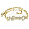 Oro Laminado Fancy Bracelet, Gold Filled Style Nameplate Design, Polished, Golden Finish, 03.63.1980.08
