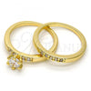 Oro Laminado Multi Stone Ring, Gold Filled Style with White Cubic Zirconia, Polished, Golden Finish, 5.164.007.09.GT (Size 9)