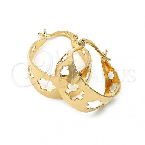 Oro Laminado Medium Hoop, Gold Filled Style Flower Design, Polished, Golden Finish, 5.152.016
