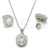 Sterling Silver Earring and Pendant Adult Set, with White Cubic Zirconia, Polished, Rhodium Finish, 10.286.0027.3