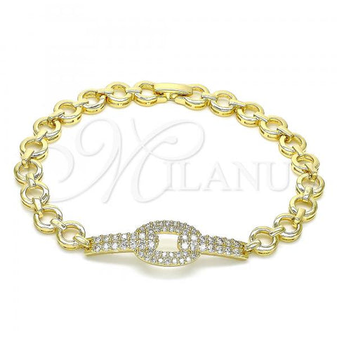 Oro Laminado Basic Bracelet, Gold Filled Style with White Cubic Zirconia, Polished, Golden Finish, 03.283.0043.08