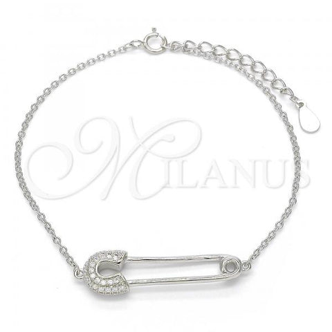 Sterling Silver Fancy Bracelet, with White Cubic Zirconia, Polished, Rhodium Finish, 03.336.0015.07