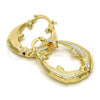 Oro Laminado Medium Hoop, Gold Filled Style Dolphin Design, Diamond Cutting Finish, Golden Finish, 5.149.004