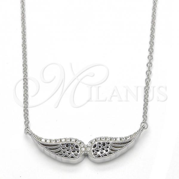 Sterling Silver Pendant Necklace, with White Cubic Zirconia, Polished, Rhodium Finish, 04.336.0003.16