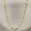 Oro Laminado Basic Necklace, Gold Filled Style Mariner Design, Diamond Cutting Finish, Golden Finish, 04.213.0247.22