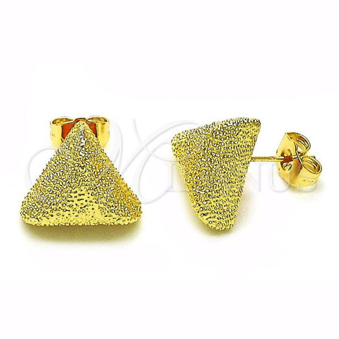Oro Laminado Stud Earring, Gold Filled Style Matte Finish, Golden Finish, 02.195.0275