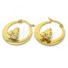Stainless Steel Small Hoop, Star Design, with White Cubic Zirconia, Polished, Golden Finish, 02.244.0013.25