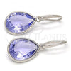Rhodium Plated Dangle Earring, Teardrop Design, with Provence Lavander Swarovski Crystals, Polished, Rhodium Finish, 02.239.0016.7