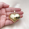 Oro Laminado Fancy Pendant, Gold Filled Style Heart and Hollow Design, Polished, Golden Finish, 05.341.0096