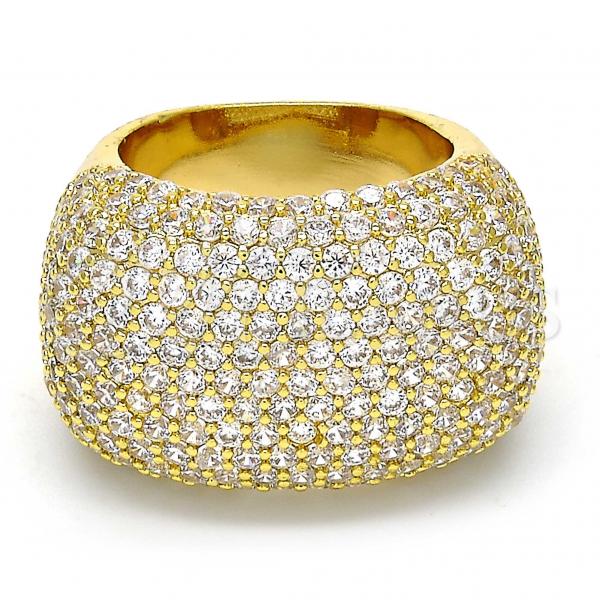Oro Laminado Multi Stone Ring, Gold Filled Style with White Cubic Zirconia, Polished, Golden Finish, 01.99.0029.08 (Size 8)