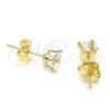 Oro Laminado Stud Earring, Gold Filled Style with White Cubic Zirconia, Polished, Golden Finish, 5.128.017