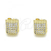 Oro Laminado Stud Earring, Gold Filled Style with White Micro Pave, Polished, Golden Finish, 02.344.0059