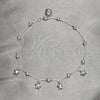 Sterling Silver Fancy Anklet, Star and Ball Design, Polished, Silver Finish, 03.409.0041.10