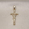 Oro Laminado Religious Pendant, Gold Filled Style Crucifix Design, Diamond Cutting Finish, Golden Finish, 5.189.014