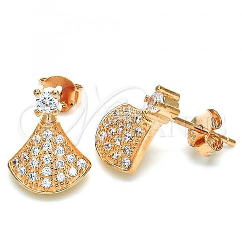 Sterling Silver Stud Earring, with White Cubic Zirconia, Polished, Rose Gold Finish, 02.336.0094.1