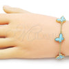 Oro Laminado Fancy Bracelet, Gold Filled Style Butterfly and Rolo Design, with Turquoise Opal, Polished, Golden Finish, 03.313.0042.4.08