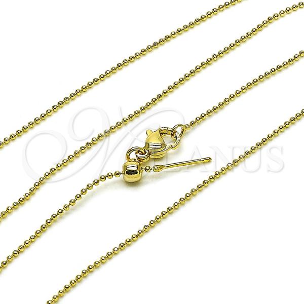 Oro Laminado Basic Necklace, Gold Filled Style Ball Design, Polished, Golden Finish, 04.341.0129.20