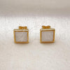 Oro Laminado Stud Earring, Gold Filled Style with Ivory Opal, Polished, Golden Finish, 02.342.0353