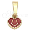 Oro Laminado Fancy Pendant, Gold Filled Style Heart Design, Red Enamel Finish, Golden Finish, 05.163.0078.3