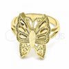 Oro Laminado Elegant Ring, Gold Filled Style Butterfly Design, Polished, Golden Finish, 01.233.0004.07 (Size 7)