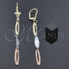 Oro Laminado Chandelier Earring, Gold Filled Style Polished, Tricolor, 78.008