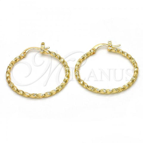 Oro Laminado Medium Hoop, Gold Filled Style Diamond Cutting Finish, Golden Finish, 02.168.0038.30