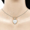 Oro Laminado Earring and Pendant Adult Set, Gold Filled Style Heart Design, with White Cubic Zirconia, Polished, Golden Finish, 10.283.0018