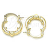 Oro Laminado Small Hoop, Gold Filled Style Heart Design, Polished, Golden Finish, 02.233.0029.20