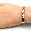 Oro Laminado Solid Bracelet, Gold Filled Style Polished, Tricolor, 03.102.0043.08