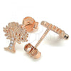 Sterling Silver Stud Earring, Tree Design, with White Micro Pave, Polished, Rose Gold Finish, 02.336.0051.1
