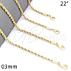 Oro Laminado Basic Necklace, Gold Filled Style Rope Design, Polished, Golden Finish, 5.222.035.22