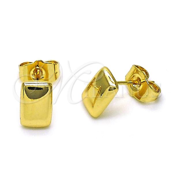 Oro Laminado Stud Earring, Gold Filled Style Polished, Golden Finish, 02.195.0227
