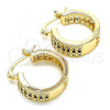 Oro Laminado Small Hoop, Gold Filled Style with Black and White Cubic Zirconia, Polished, Golden Finish, 02.210.0266.2.20