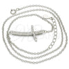 Sterling Silver Pendant Necklace, Cross Design, with White Cubic Zirconia, Polished, Rhodium Finish, 04.336.0090.16