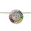 Rhodium Plated Pendant Necklace, Initials Design, with Multicolor Cubic Zirconia, Polished, Rhodium Finish, 04.210.0007.3.20