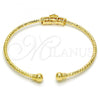 Oro Laminado Individual Bangle, Gold Filled Style Flower Design, with White Micro Pave, Diamond Cutting Finish, Golden Finish, 07.193.0009 (03 MM Thickness, One size fits all)