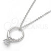Sterling Silver Pendant Necklace, with White Cubic Zirconia and White Crystal, Polished, Rhodium Finish, 04.336.0016.16