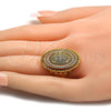 Oro Laminado Multi Stone Ring, Gold Filled Style with White Micro Pave, Polished, Golden Finish, 01.118.0029.09 (Size 9)