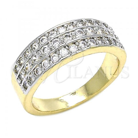 Oro Laminado Multi Stone Ring, Gold Filled Style with White Cubic Zirconia, Polished, Two Tone, 01.210.0071.07 (Size 7)