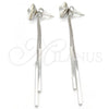Rhodium Plated Long Earring, Flower Design, with Crystal Swarovski Crystals, Polished, Rhodium Finish, 02.239.0022