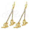 Oro Laminado Long Earring, Gold Filled Style Bird Design, with  Cubic Zirconia, Golden Finish, 5.100.008