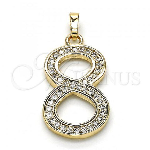 Oro Laminado Fancy Pendant, Gold Filled Style with White Cubic Zirconia, Polished, Golden Finish, 05.185.0028
