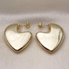 Oro Laminado Stud Earring, Gold Filled Style Heart and Hollow Design, Polished, Golden Finish, 02.163.0371