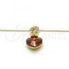 Oro Laminado Pendant Necklace, Gold Filled Style Heart Design, with Copper and Aurore Boreale Swarovski Crystals, Polished, Golden Finish, 04.239.0044.6.18