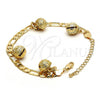 Gold Tone Charm Bracelet, Rattle Charm and Greek Key Design, Polished, Golden Finish, 03.63.1777.08.GT
