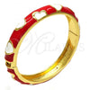Oro Laminado Individual Bangle, Gold Filled Style Heart Design, Red Enamel Finish, Golden Finish, 07.246.0011.4.05 (11 MM Thickness, Size 5 - 2.50 Diameter)