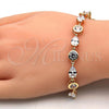 Oro Laminado Tennis Bracelet, Gold Filled Style Teardrop Design, with White Cubic Zirconia, Polished, Golden Finish, 03.213.0052.08
